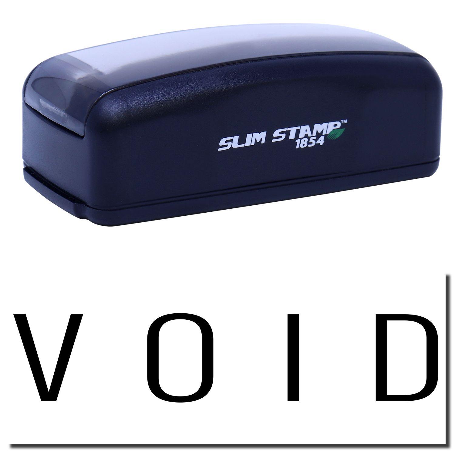 Large Pre-Inked Narrow Void Stamp in black, featuring SLIM STAMP 1854 branding, with the word VOID stamped below.