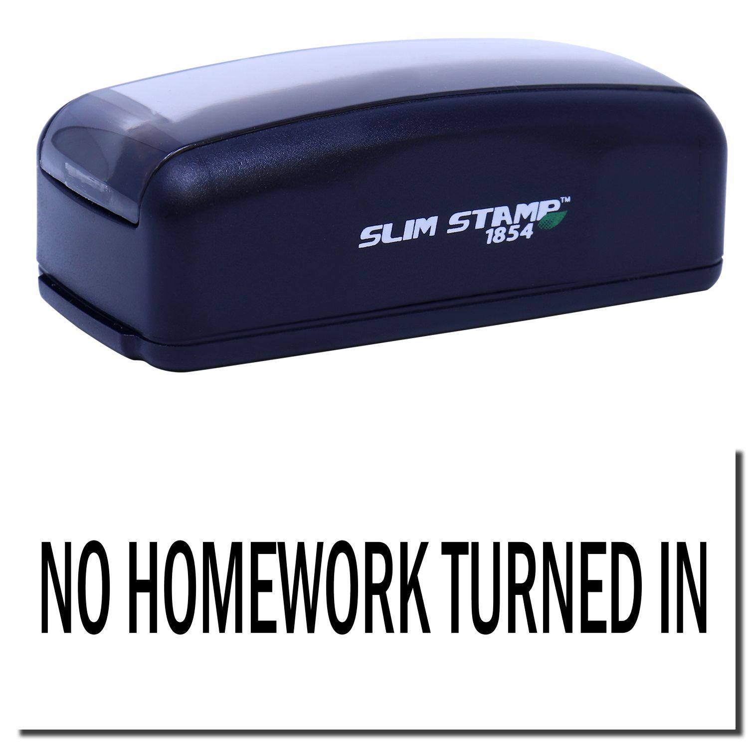 Large Pre-Inked No Homework Turned In Stamp, black, with No Homework Turned In text displayed below the stamp.