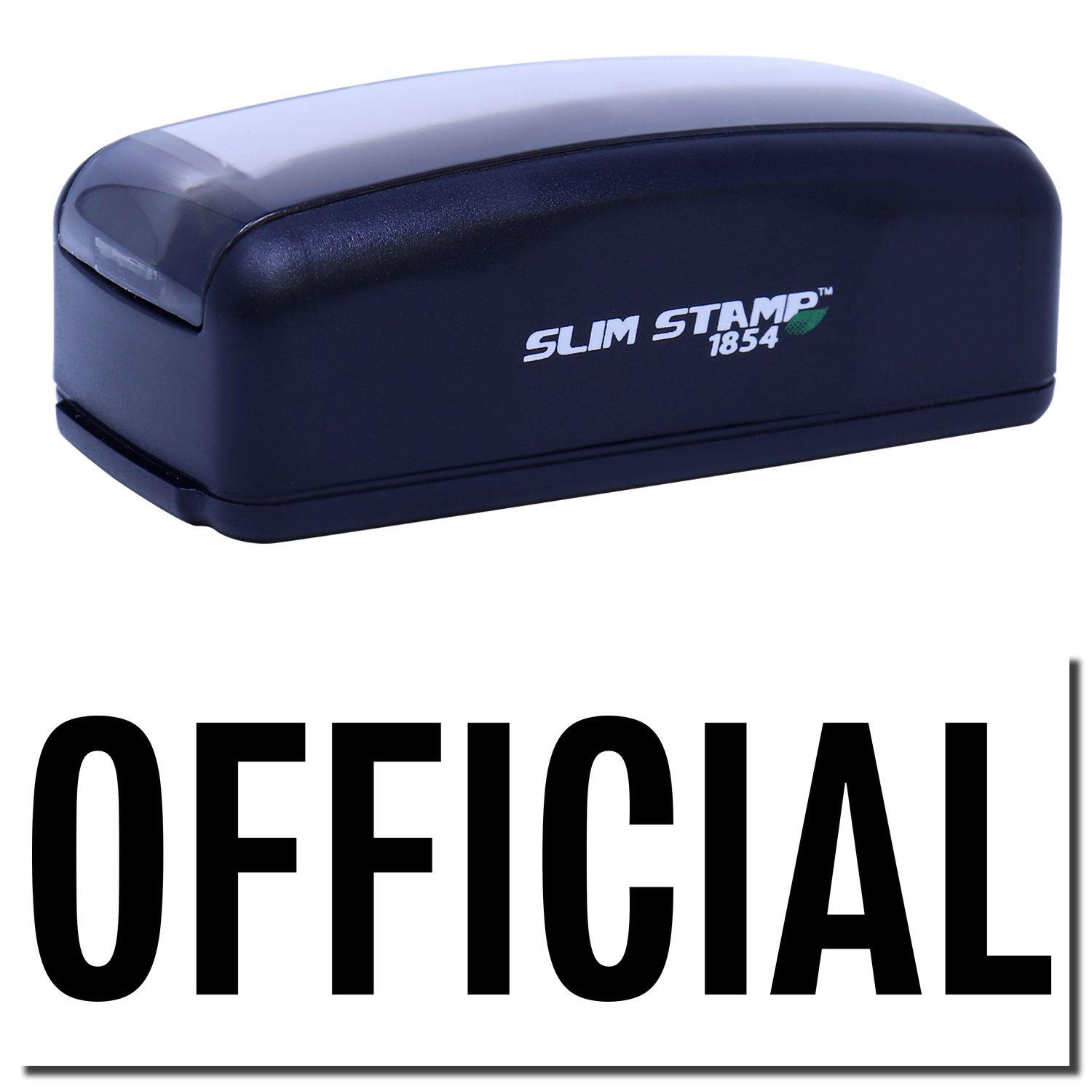 Large Pre-Inked Official Stamp in black with OFFICIAL text below. Compact design, ideal for professional use.