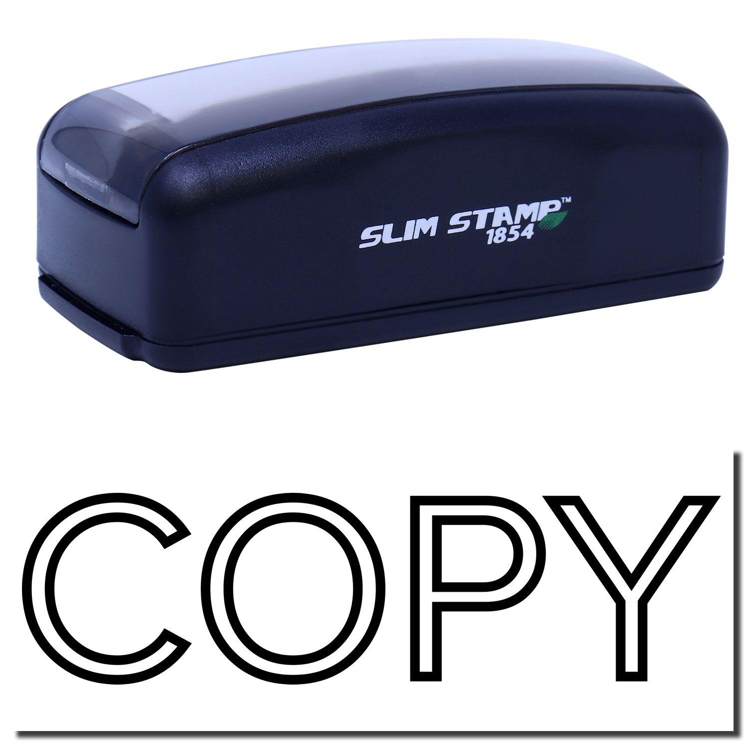 Large Pre-Inked Outline Font Copy Stamp in black, with the word COPY stamped below in bold outline font.