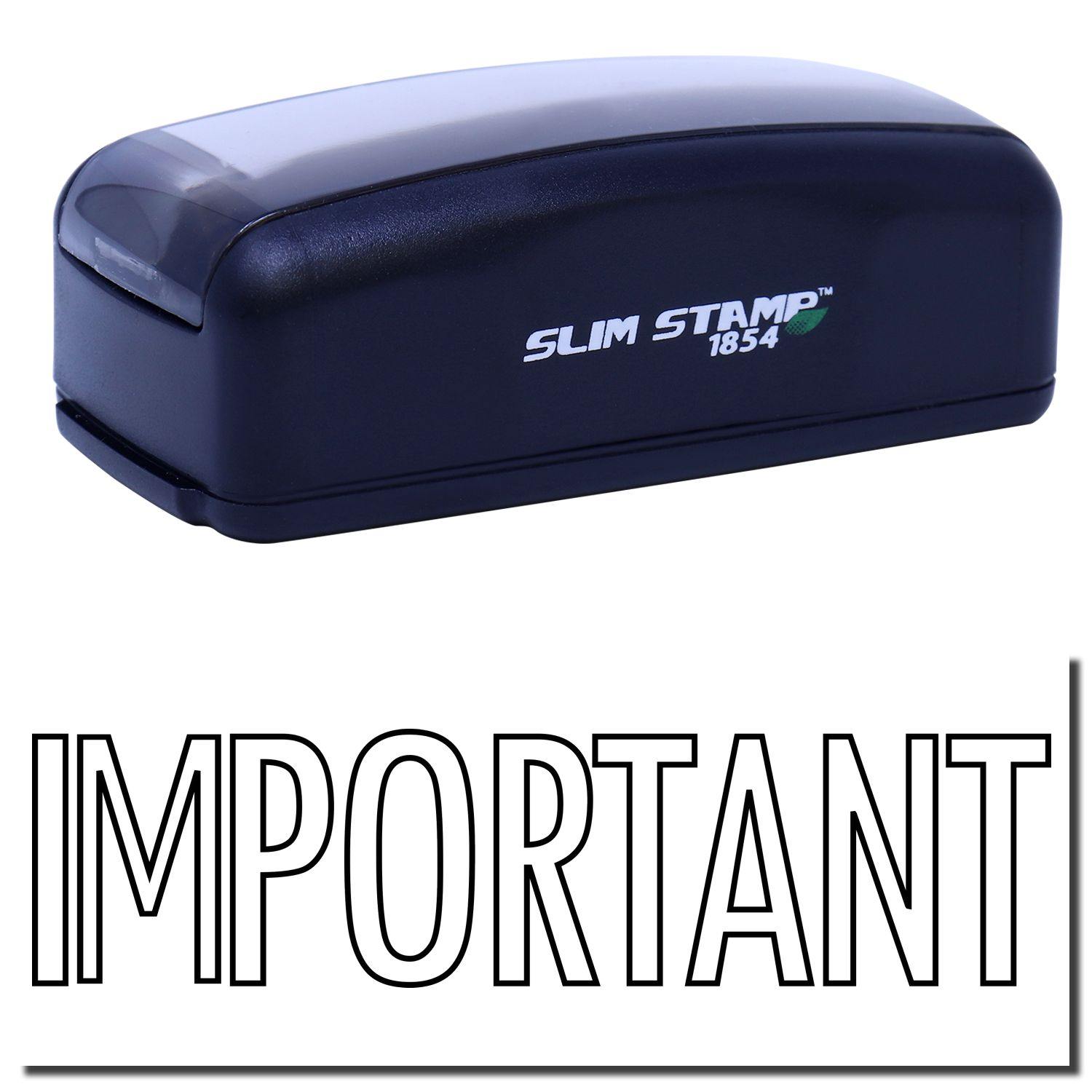 Large Pre-Inked Outline Important Stamp in black with IMPORTANT text below. Compact design, labeled SLIM STAMP 1854 on the side.