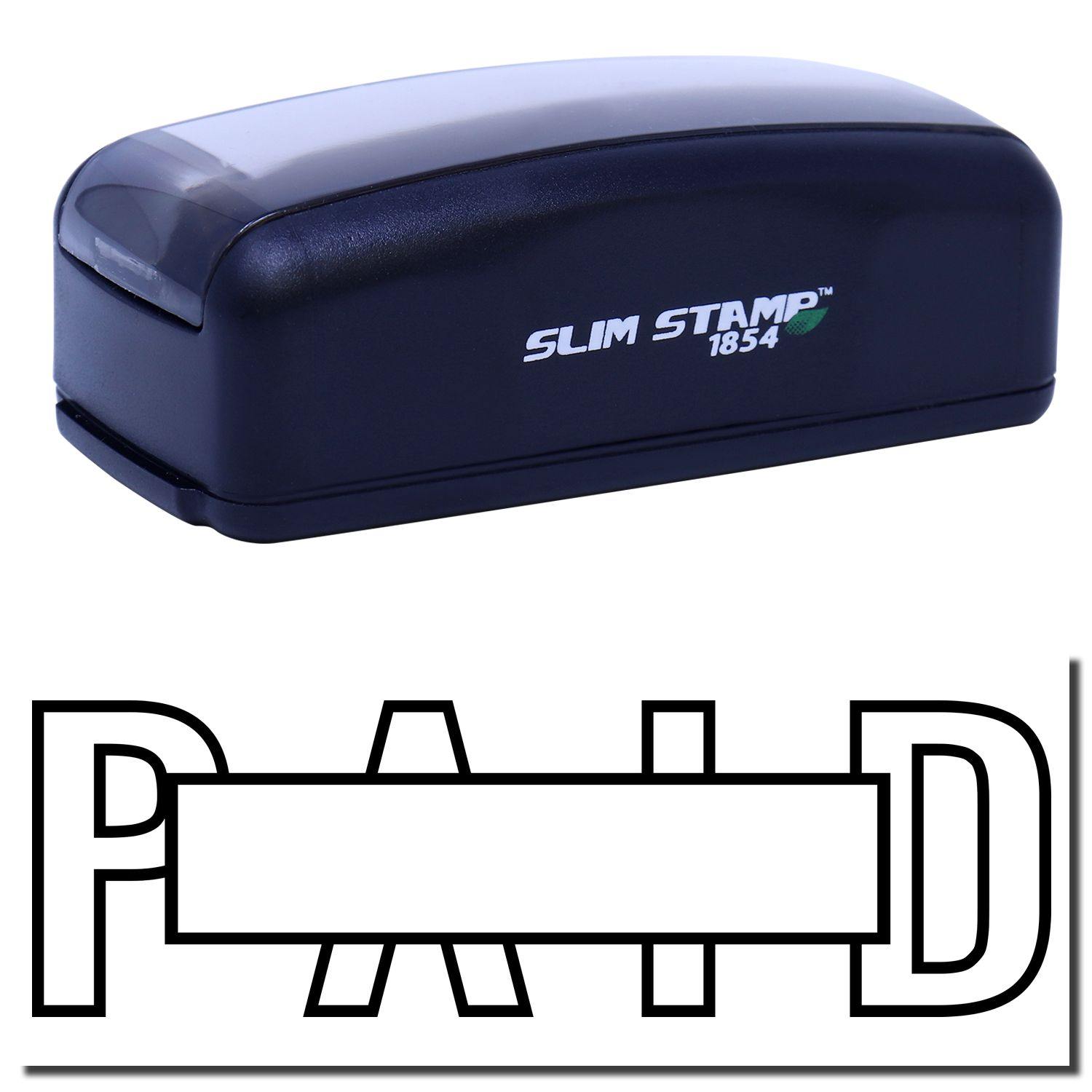 Large Pre-Inked Outline Paid with Box Stamp in black, showing the word PAID with a box outline below the stamp.