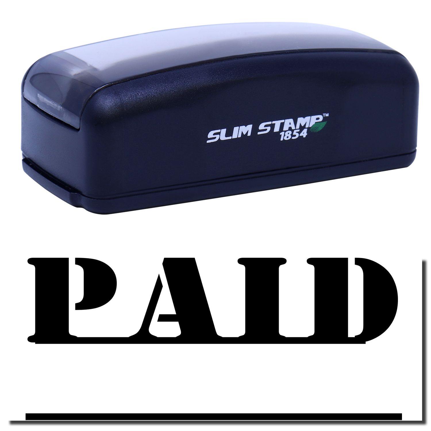 Large Pre-Inked Paid with Date Line Stamp in black, showing the word PAID stamped in bold letters below the product.