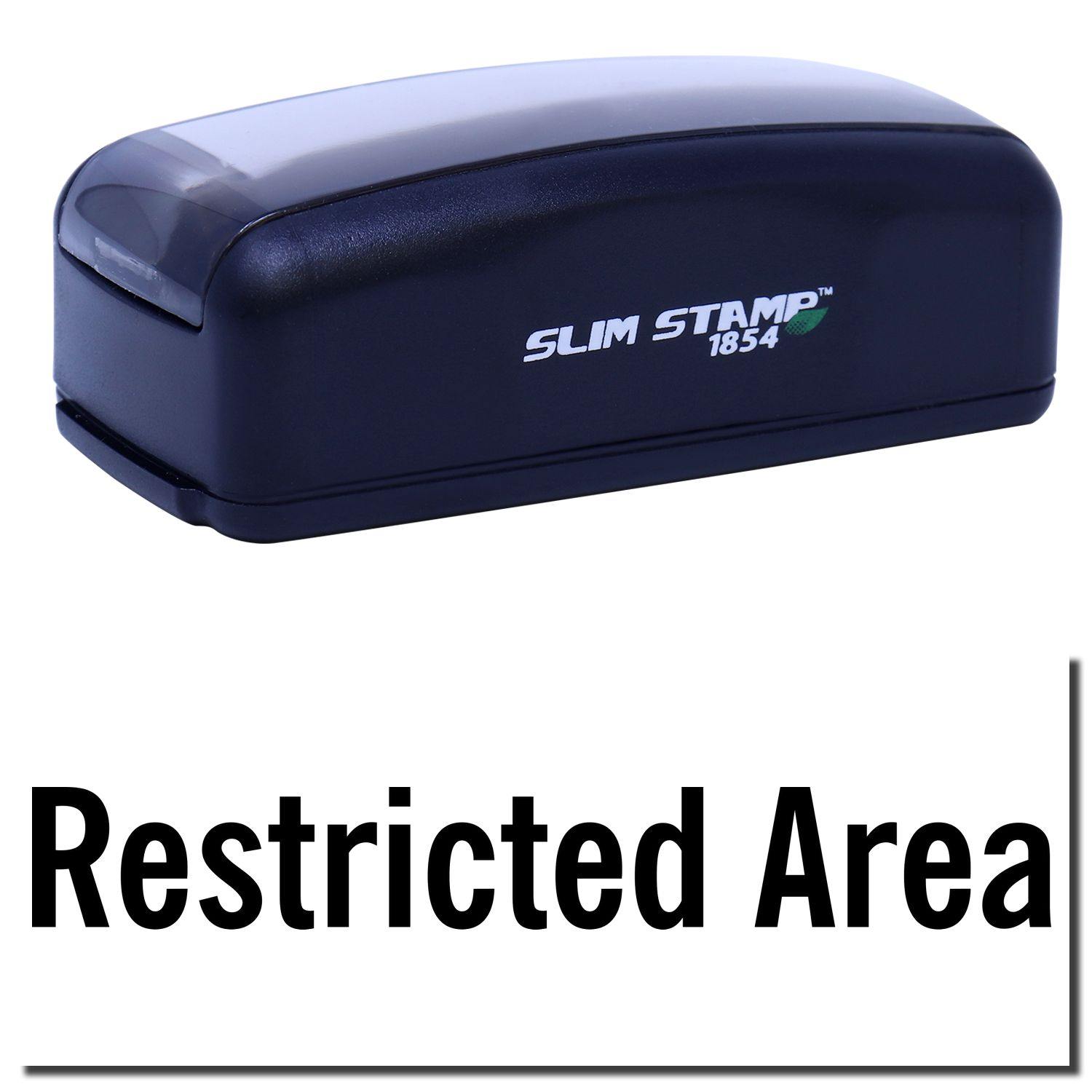 Large Pre-Inked Restricted Area Stamp in black with Restricted Area text imprint, shown on a white background.