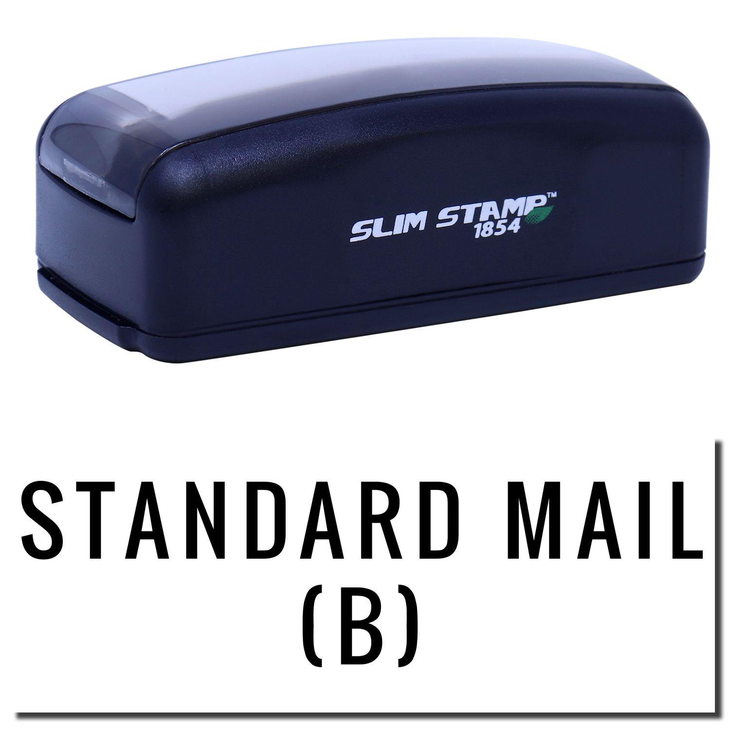 Large Pre-Inked Standard Mail (B) Stamp in black with SLIM STAMP 1854 branding, shown above the text STANDARD MAIL (B) in bold letters.