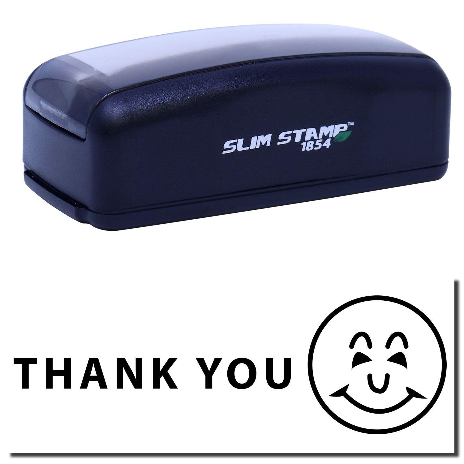 Large Pre-Inked Thank You with Smiley Stamp in black, featuring a smiling face and THANK YOU text.