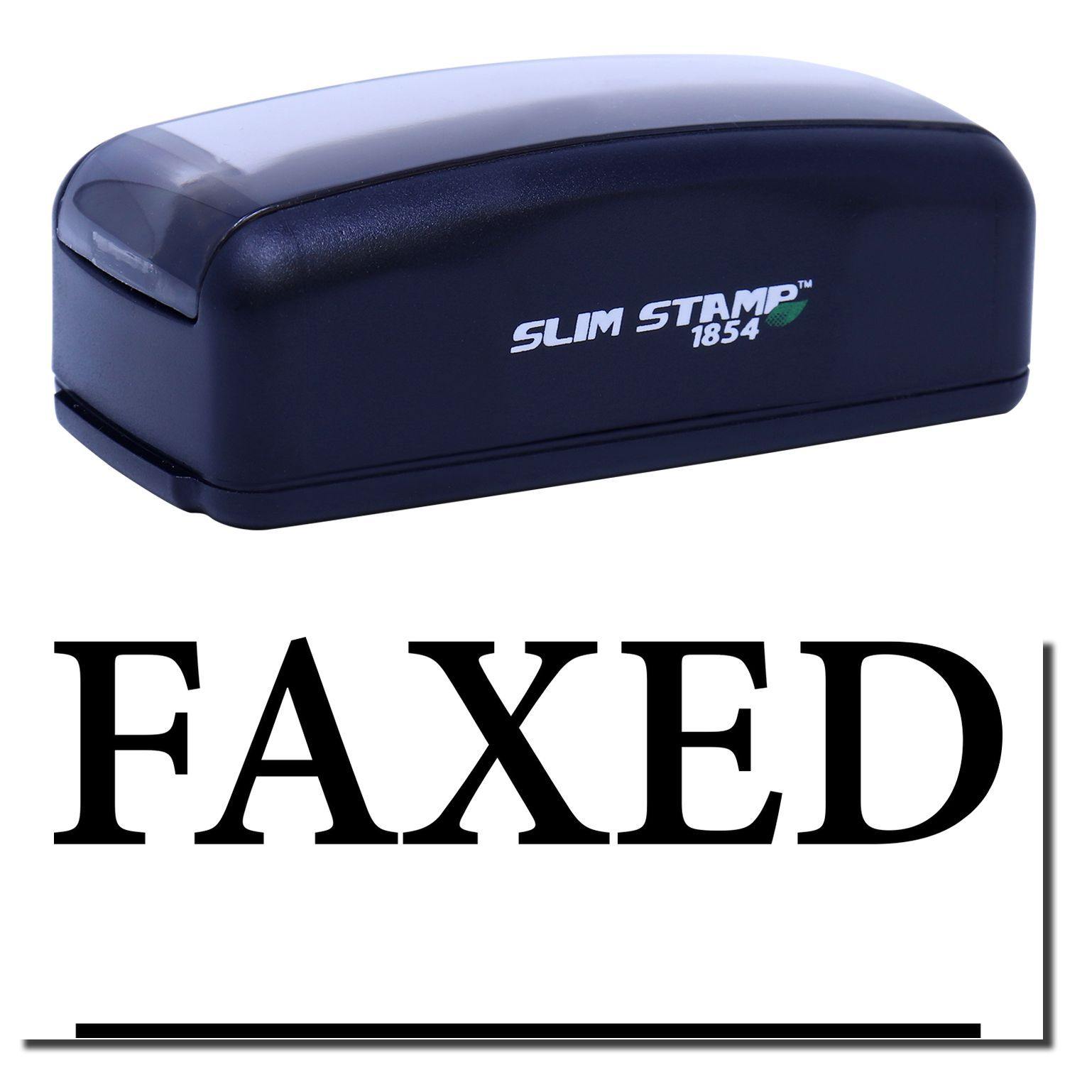 Large Pre-Inked Times Faxed with Line Stamp in black, showing the word FAXED stamped below the product.