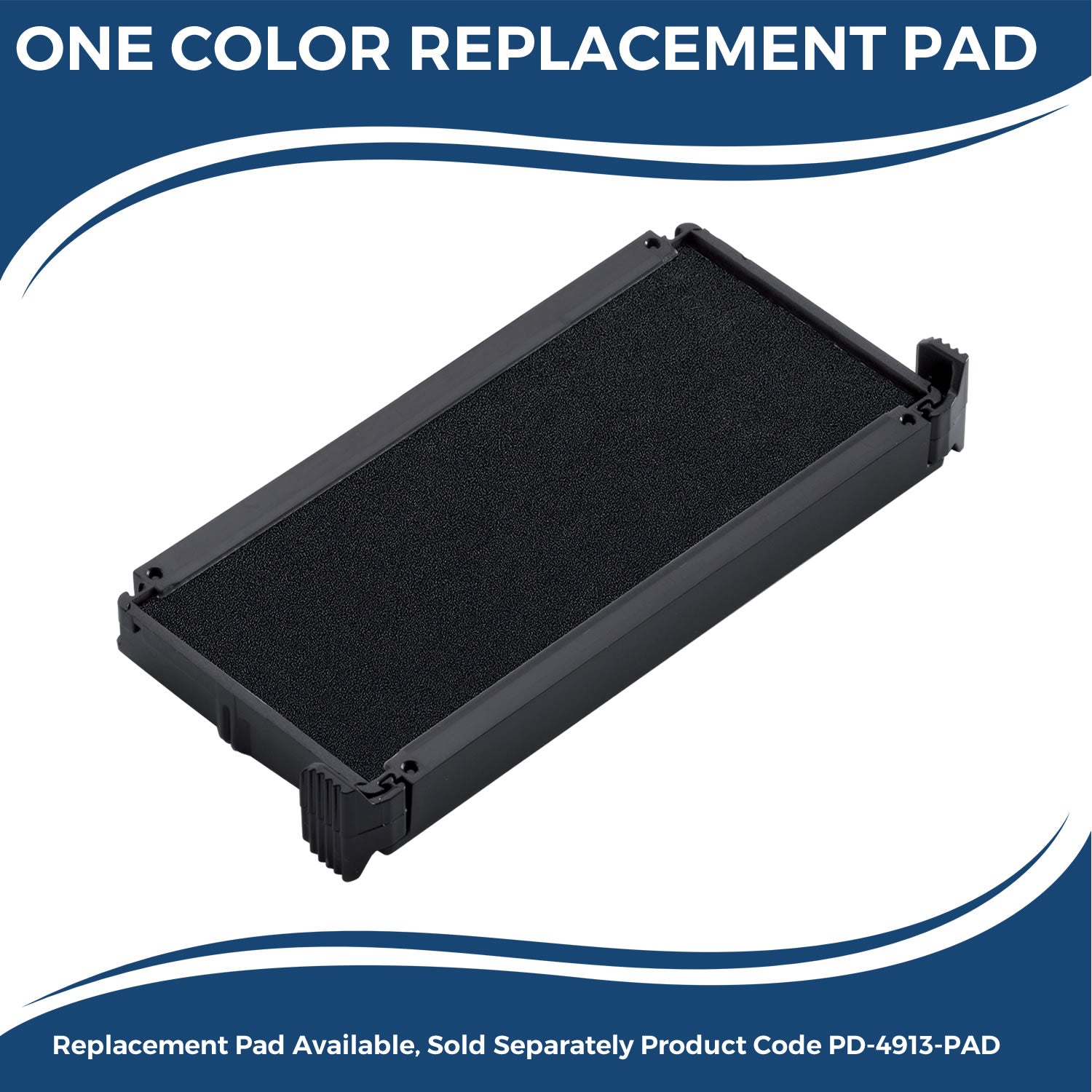 One color replacement pad for Large Self Inking Por Avion Stamp, shown in black with product code PD-4913-PAD.