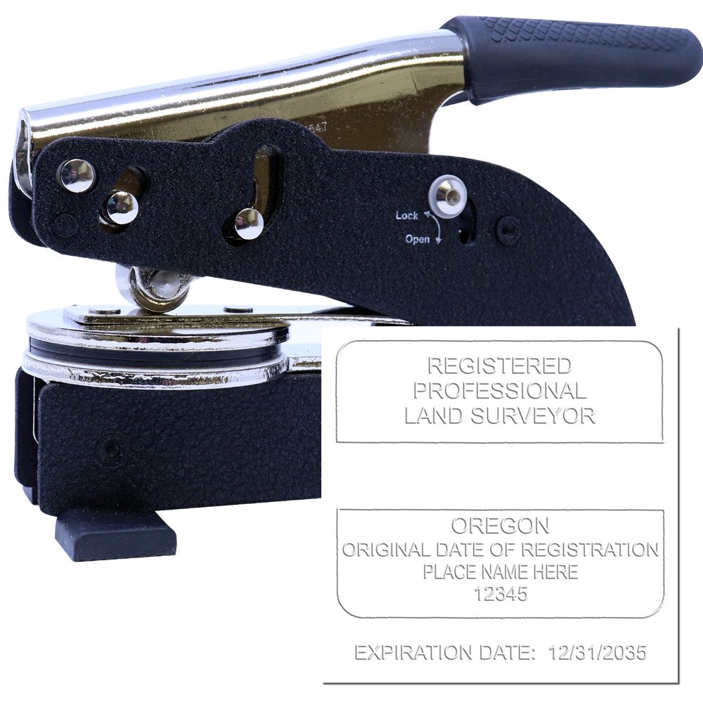 The main image for the Long Reach Oregon Land Surveyor Seal depicting a sample of the imprint and electronic files