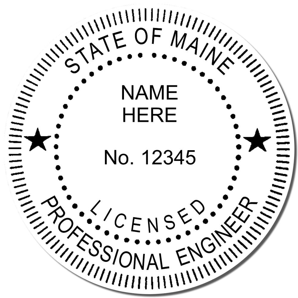 A stamped impression of the Premium MaxLight Pre-Inked Maine Engineering Stamp in this stylish lifestyle photo, setting the tone for a unique and personalized product.