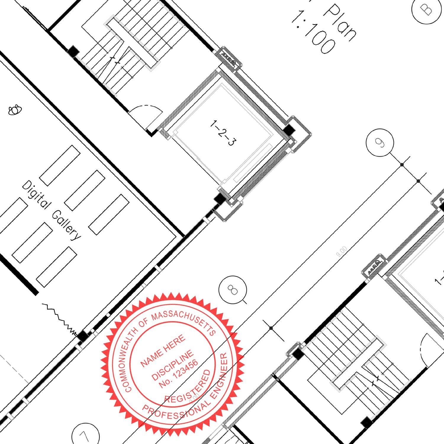 The Massachusetts Professional Engineer Seal Stamp stamp impression comes to life with a crisp, detailed photo on paper - showcasing true professional quality.