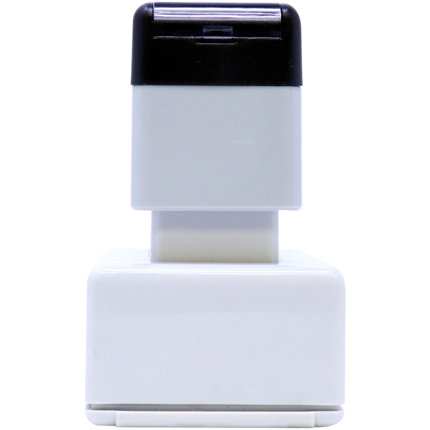 MaxLight XL2-245 Custom Pre-Inked Business Stamp 1-1/4 x 3-3/16, shown in a side view with a white base and black top.