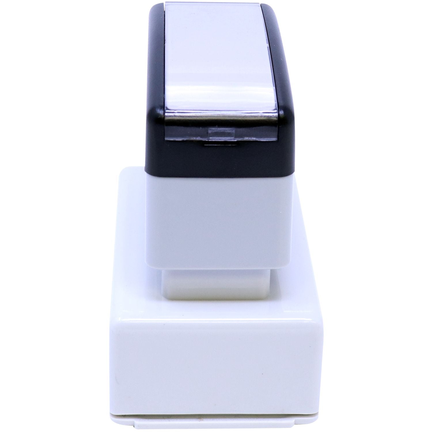 MaxLight XL2-245 Custom Pre-Inked Business Stamp 1-1/4 x 3-3/16, shown from the top and side, featuring a sleek black and white design.