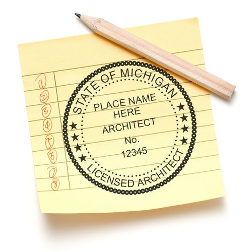 Premium MaxLight Pre-Inked Michigan Architectural Stamp Feature Photo