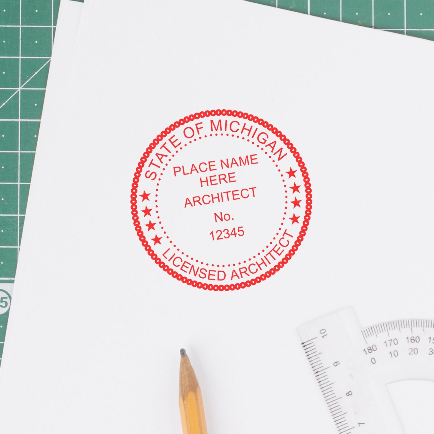 Michigan Architect Seal Stamp Lifestyle Photo