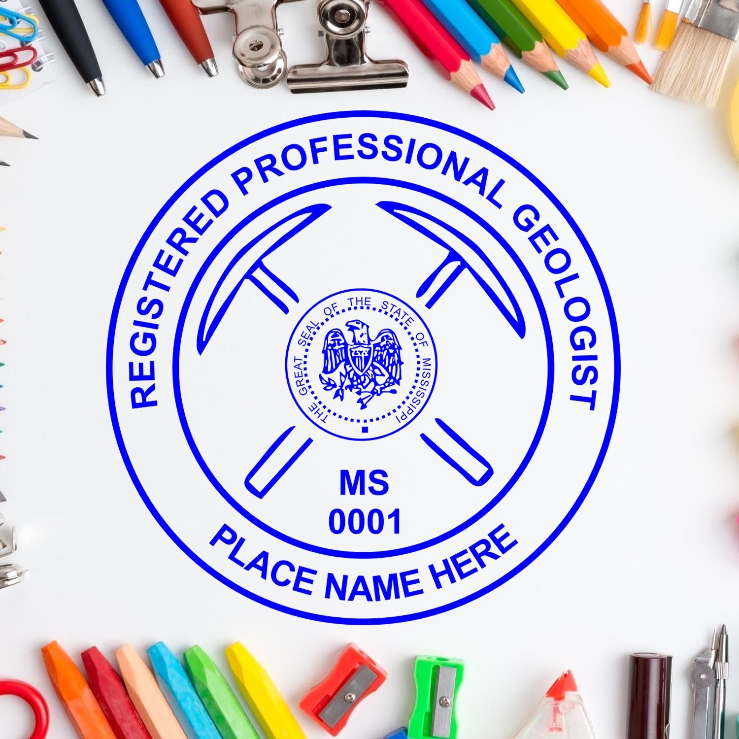 This paper is stamped with a sample imprint of the Self-Inking Mississippi Geologist Stamp, signifying its quality and reliability.