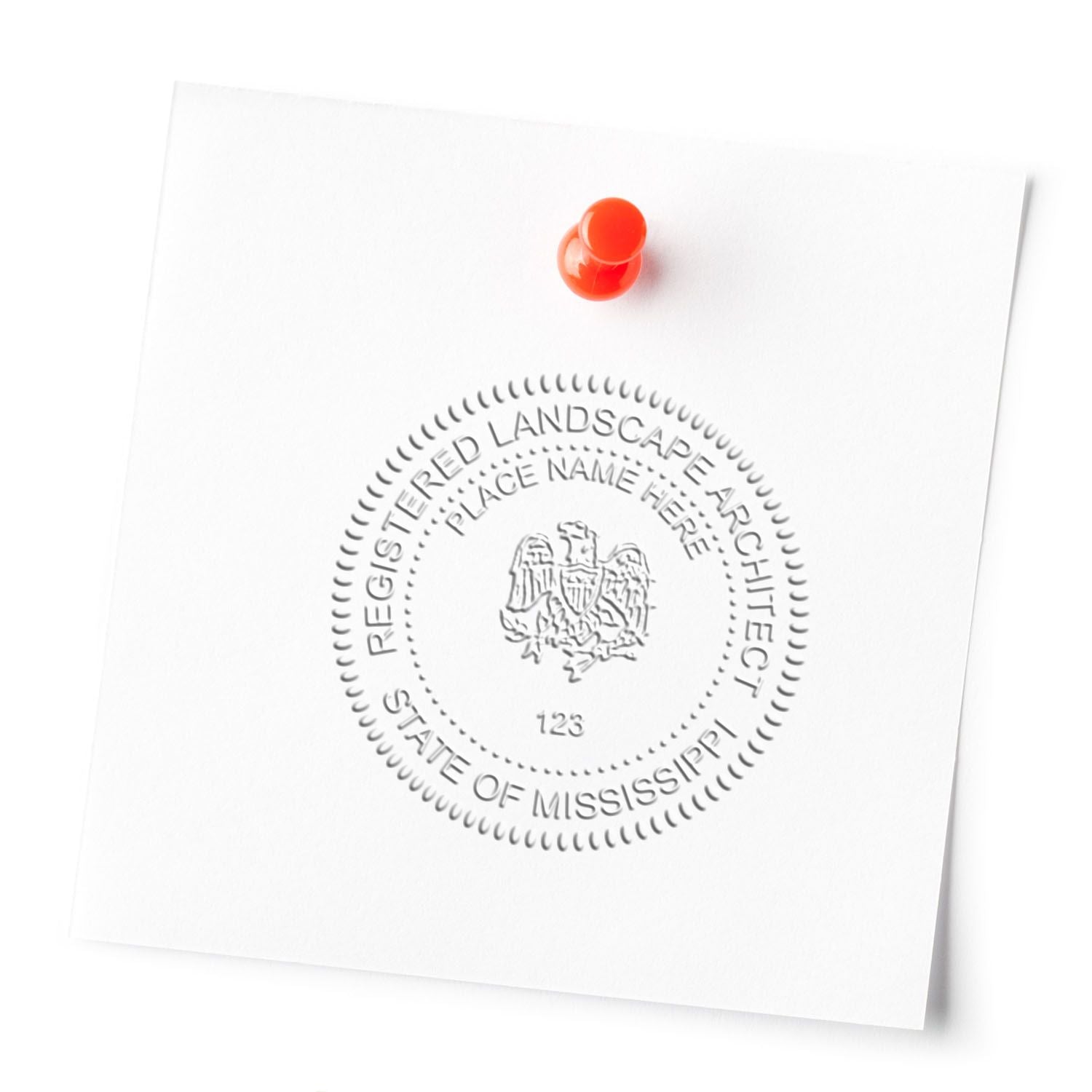 Another Example of a stamped impression of the Hybrid Mississippi Landscape Architect Seal on a office form