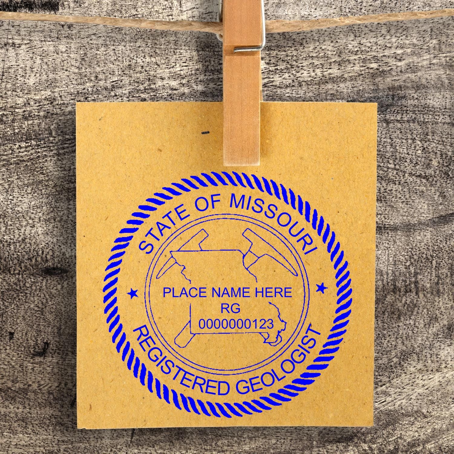 This paper is stamped with a sample imprint of the Self-Inking Missouri Geologist Stamp, signifying its quality and reliability.