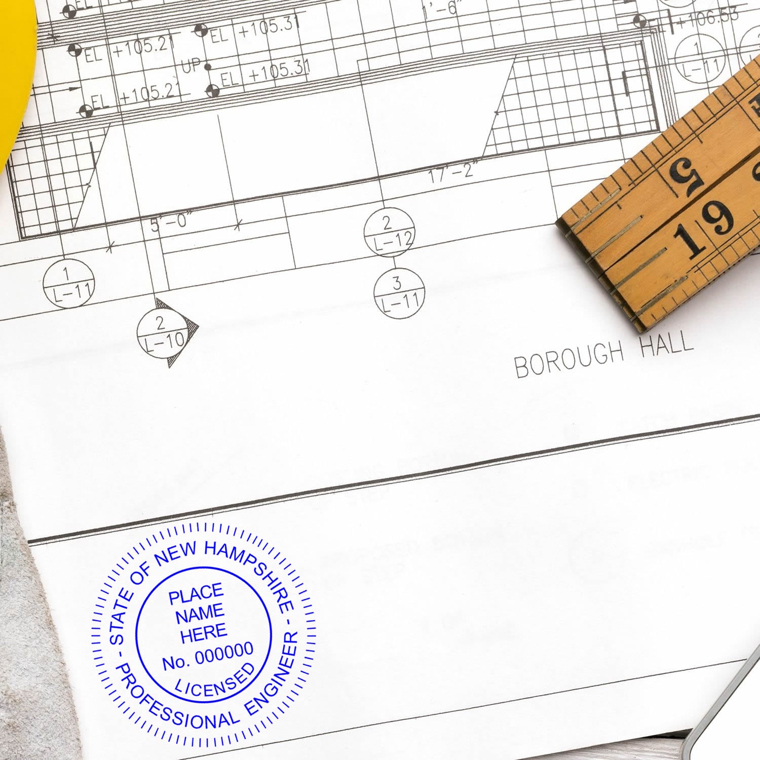 This paper is stamped with a sample imprint of the Digital New Hampshire PE Stamp and Electronic Seal for New Hampshire Engineer, signifying its quality and reliability.