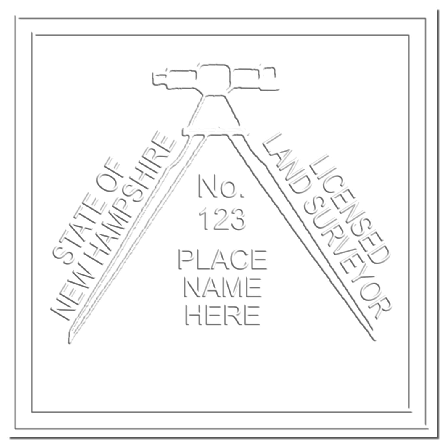 This paper is stamped with a sample imprint of the New Hampshire Desk Surveyor Seal Embosser, signifying its quality and reliability.