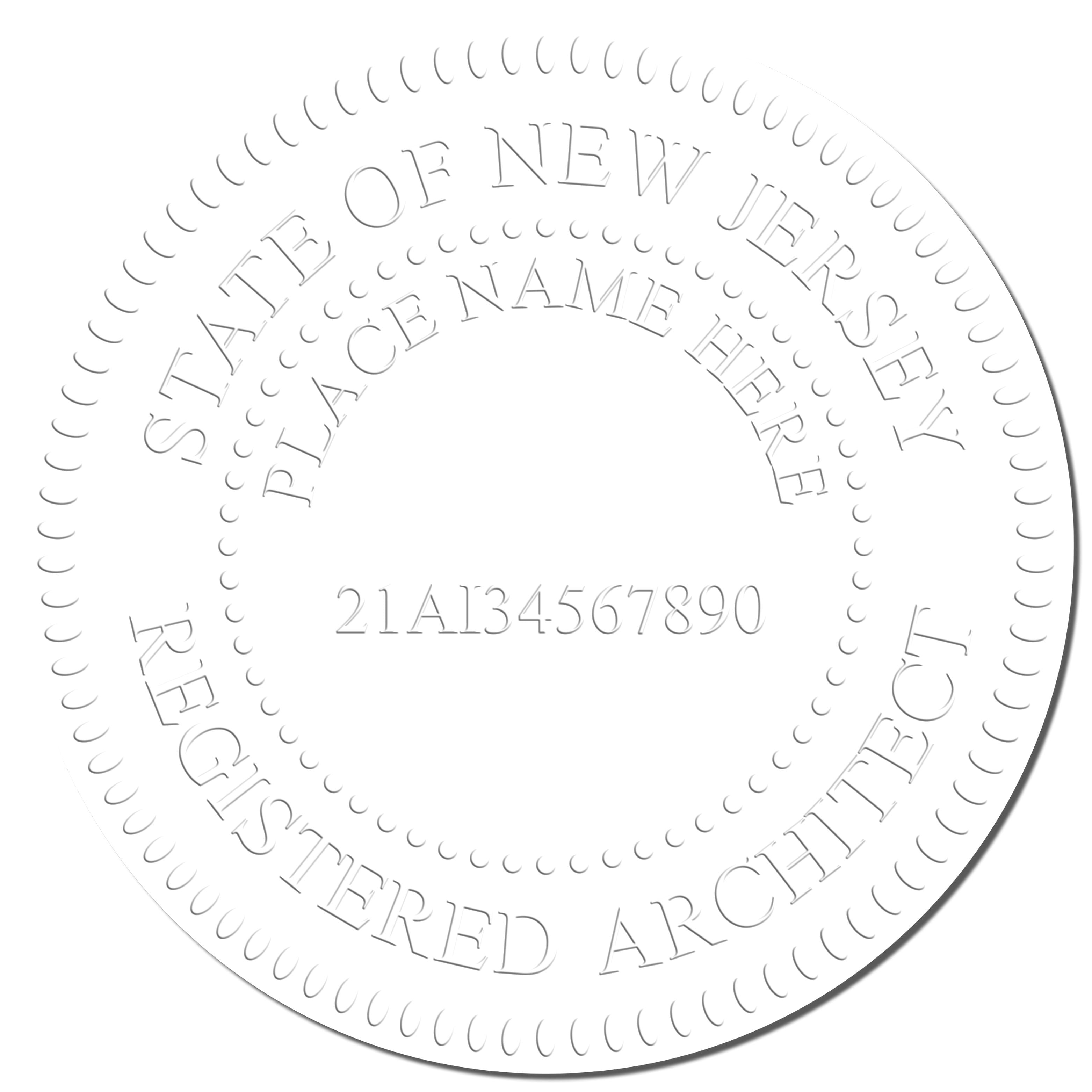 This paper is stamped with a sample imprint of the Heavy Duty Cast Iron New Jersey Architect Embosser, signifying its quality and reliability.