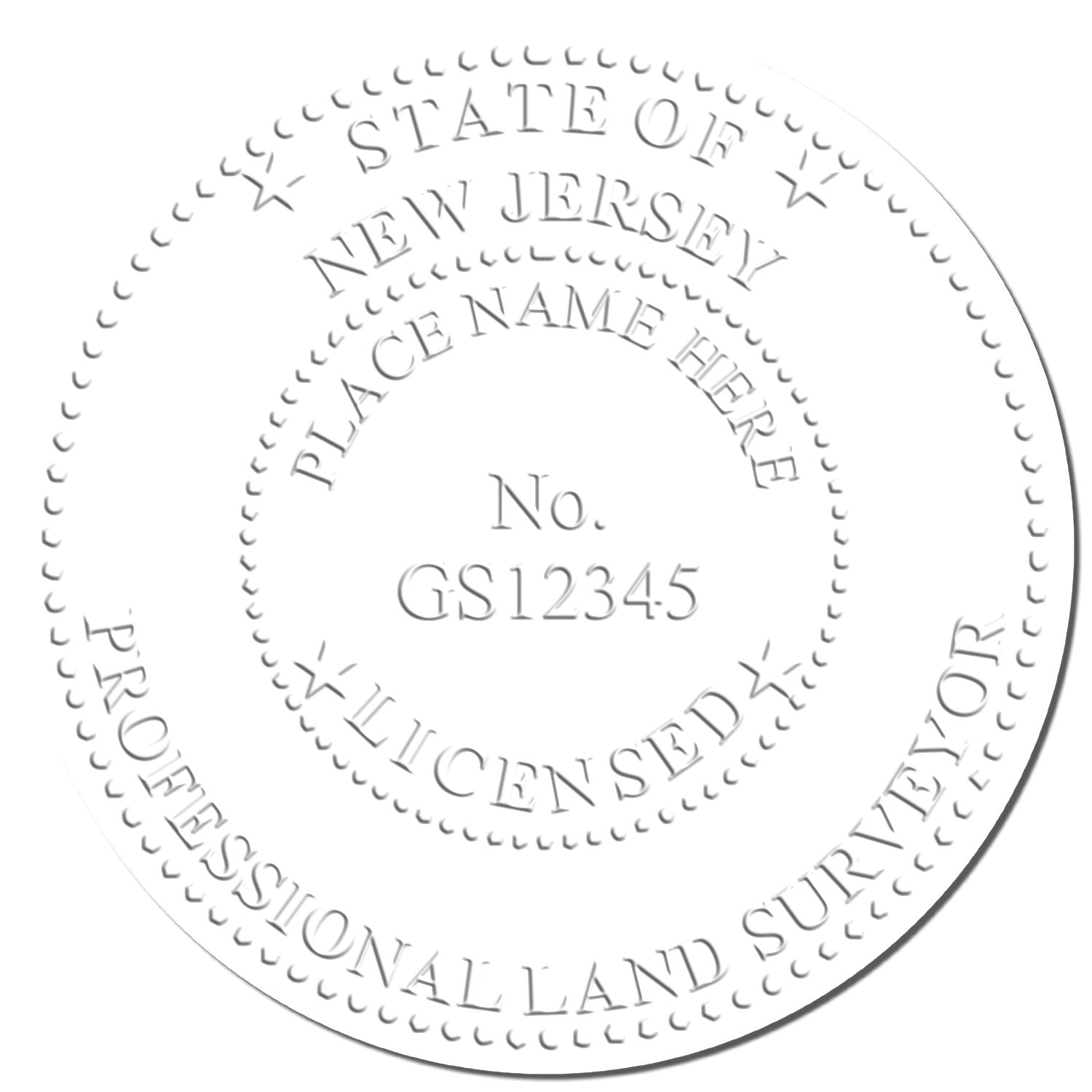 This paper is stamped with a sample imprint of the Long Reach New Jersey Land Surveyor Seal, signifying its quality and reliability.