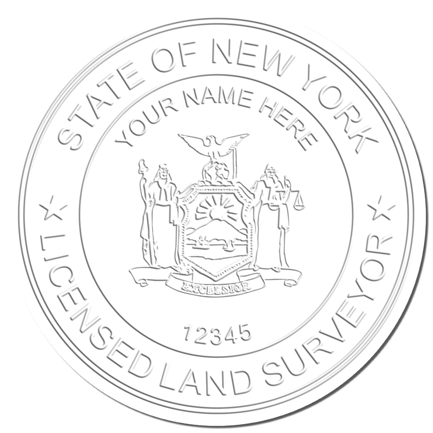 This paper is stamped with a sample imprint of the Hybrid New York Land Surveyor Seal, signifying its quality and reliability.