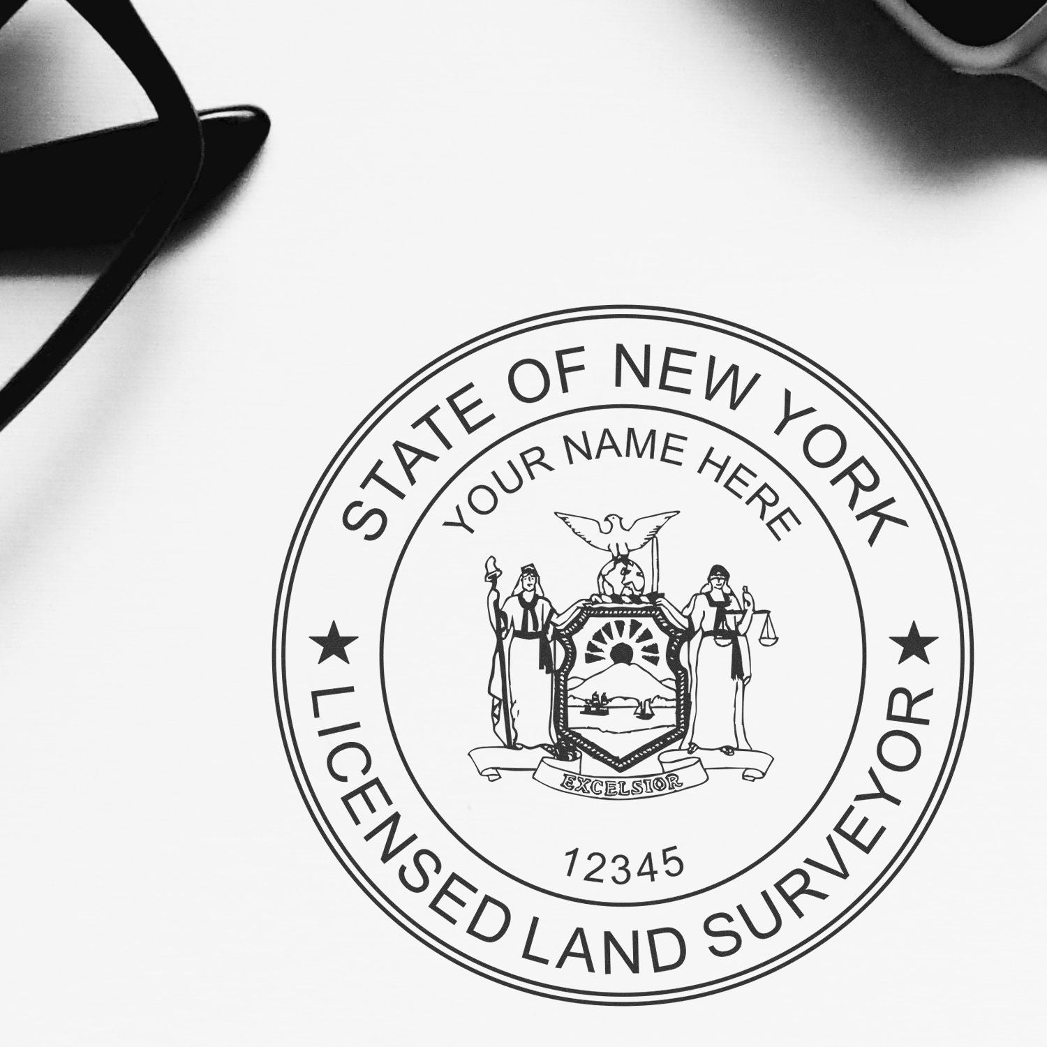 New York Land Surveyor Seal Stamp In Use Photo