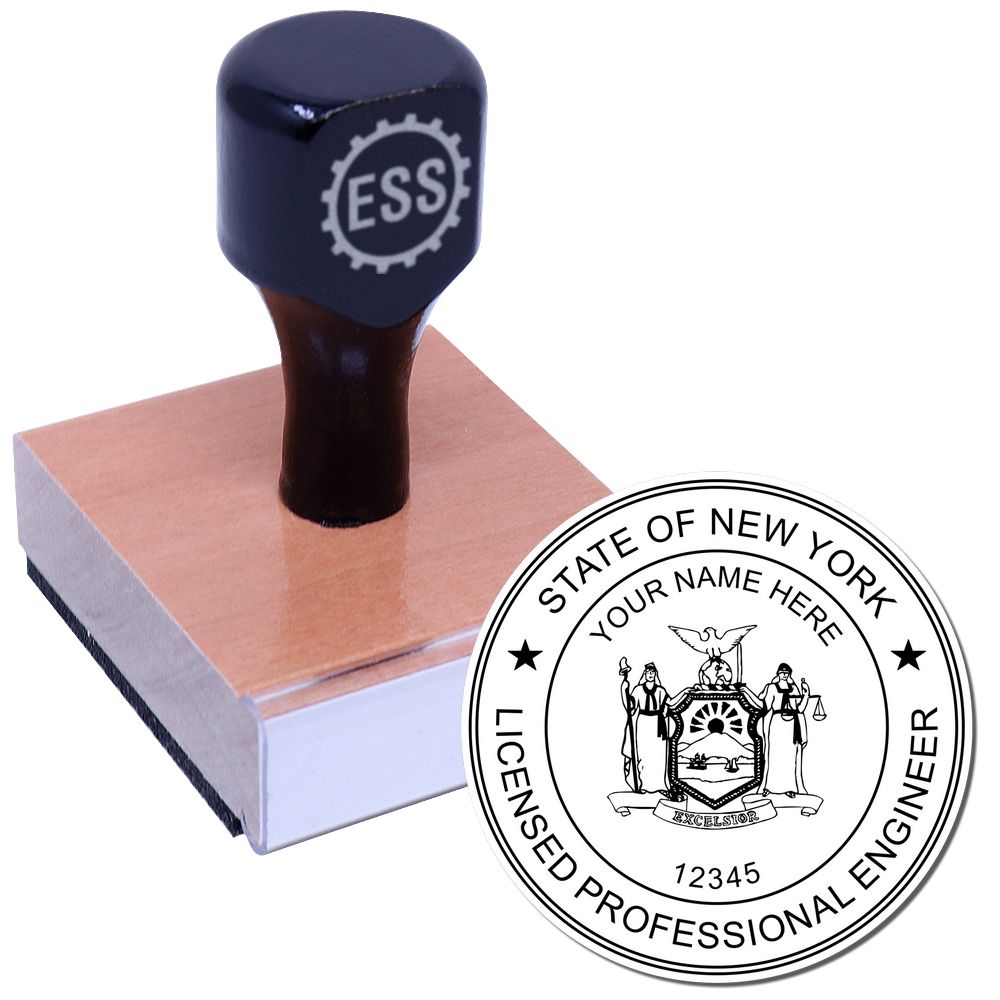 The main image for the New York Professional Engineer Seal Stamp depicting a sample of the imprint and electronic files