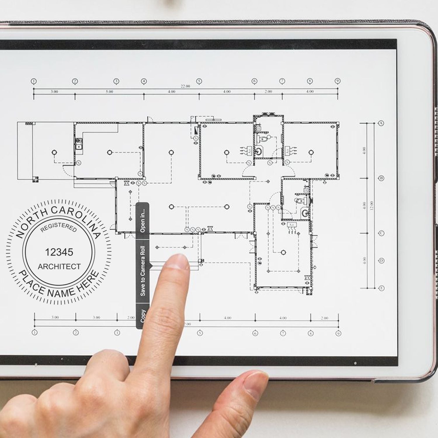 Digital North Carolina Architect Stamp, Electronic Seal for North Carolina Architect Artwork Overlay