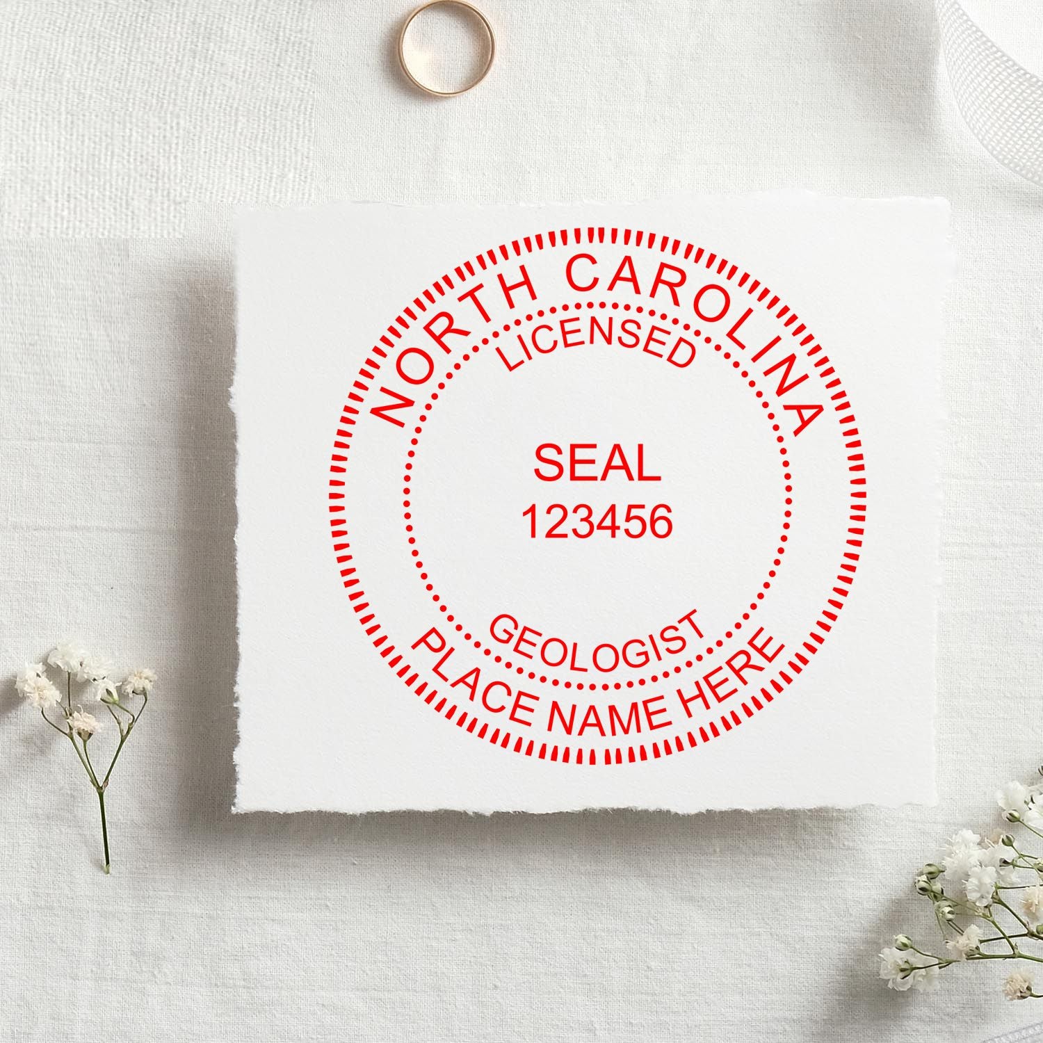 The Digital North Carolina Geologist Stamp, Electronic Seal for North Carolina Geologist stamp impression comes to life with a crisp, detailed image stamped on paper - showcasing true professional quality.