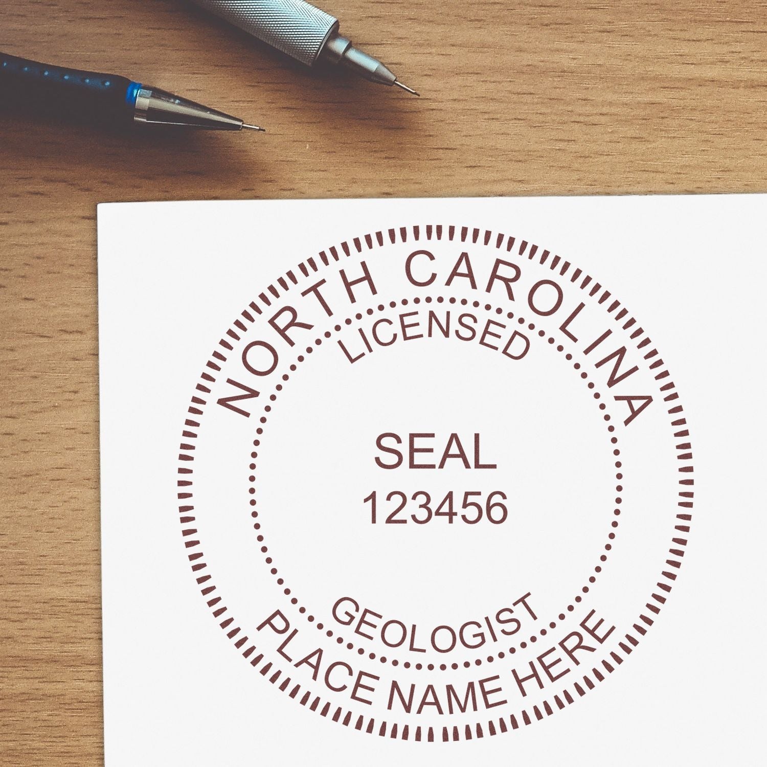 Another Example of a stamped impression of the Digital North Carolina Geologist Stamp, Electronic Seal for North Carolina Geologist on a office form