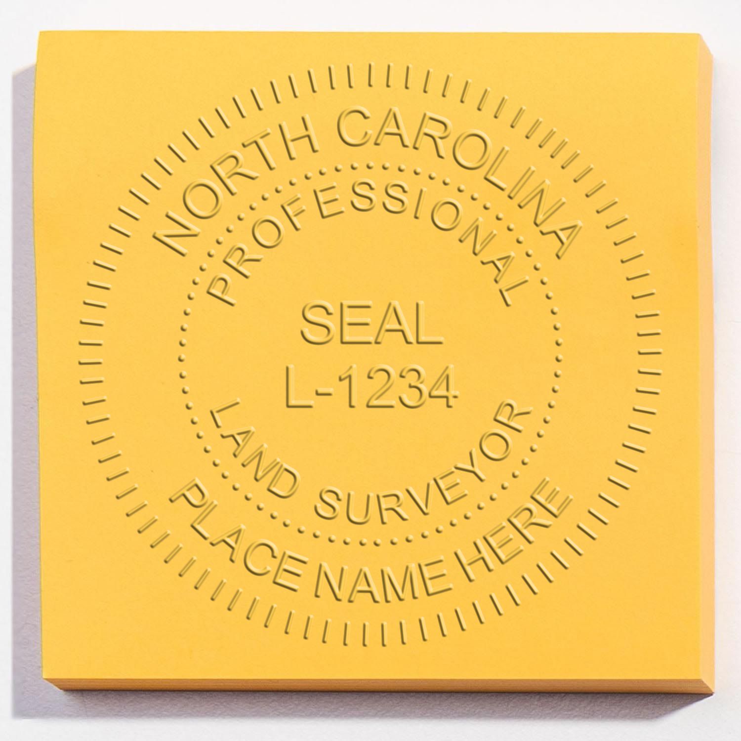 A stamped impression of the Long Reach North Carolina Land Surveyor Seal in this stylish lifestyle photo, setting the tone for a unique and personalized product.