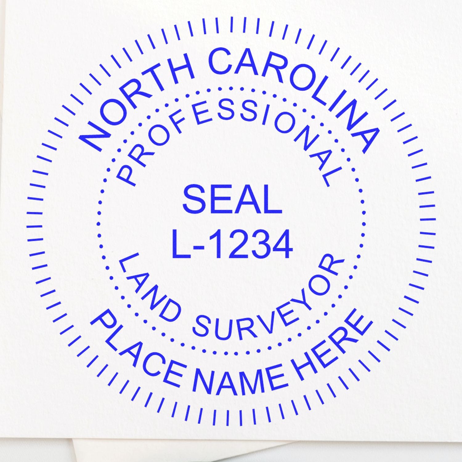 Digital North Carolina Land Surveyor Stamp, Electronic Seal for North Carolina Land Surveyor, customizable with professional details.