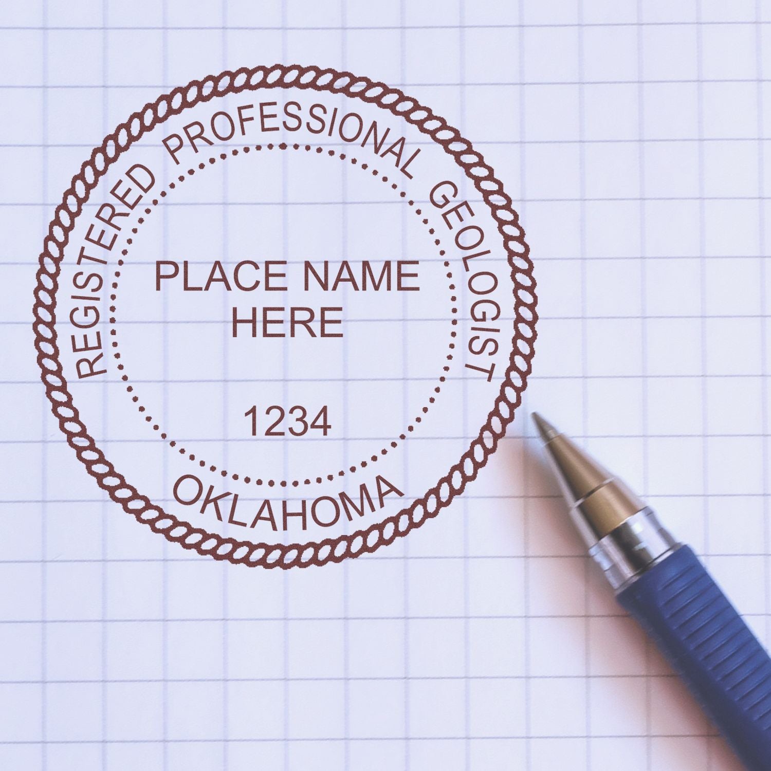 Another Example of a stamped impression of the Oklahoma Professional Geologist Seal Stamp on a office form