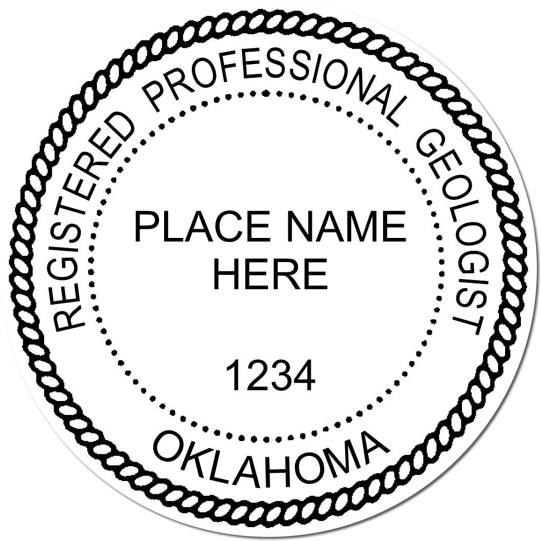 This paper is stamped with a sample imprint of the Oklahoma Professional Geologist Seal Stamp, signifying its quality and reliability.