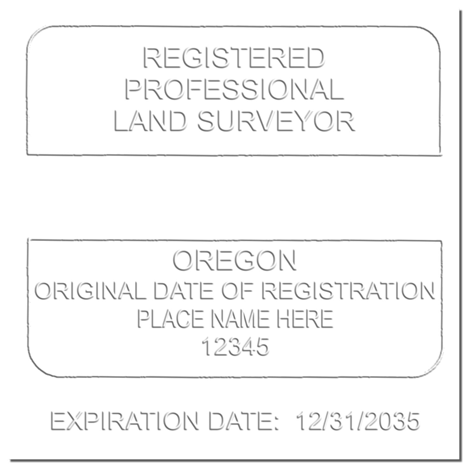 This paper is stamped with a sample imprint of the Long Reach Oregon Land Surveyor Seal, signifying its quality and reliability.