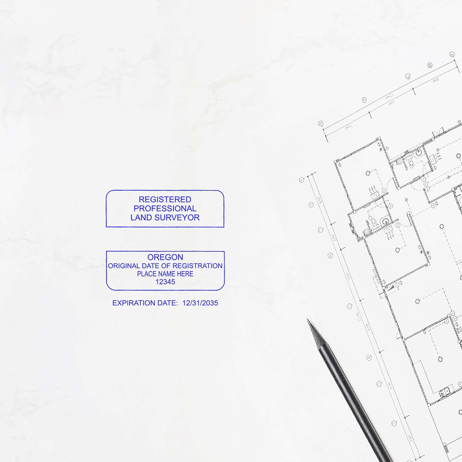 Oregon Land Surveyor Seal Stamp In Use Photo