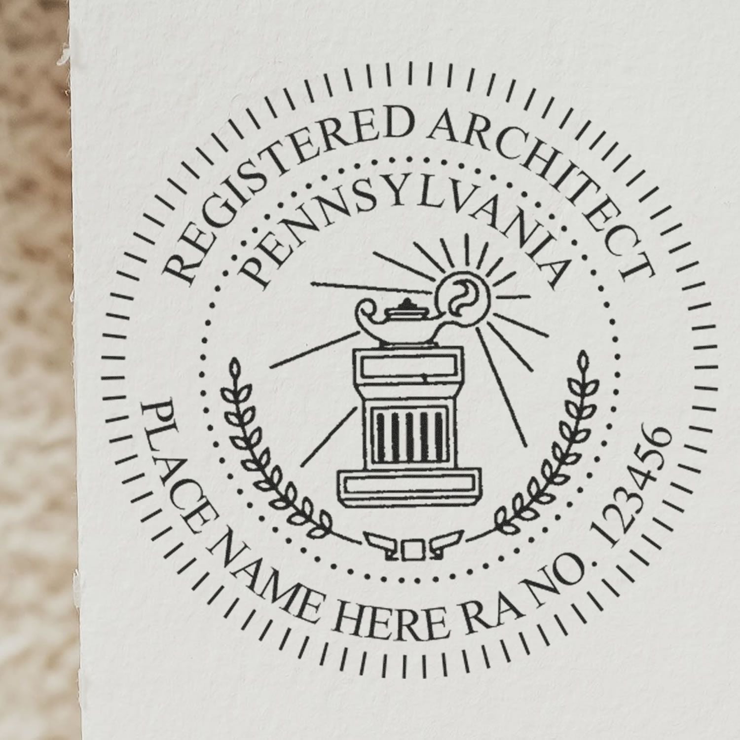 Pennsylvania Architect Seal Stamp Lifestyle Photo