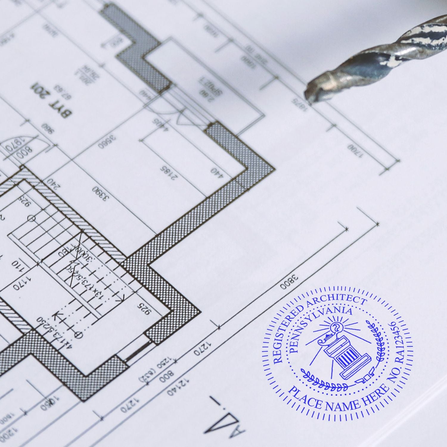 Digital Pennsylvania Architect Stamp, Electronic Seal for Pennsylvania Architect Size Overlay