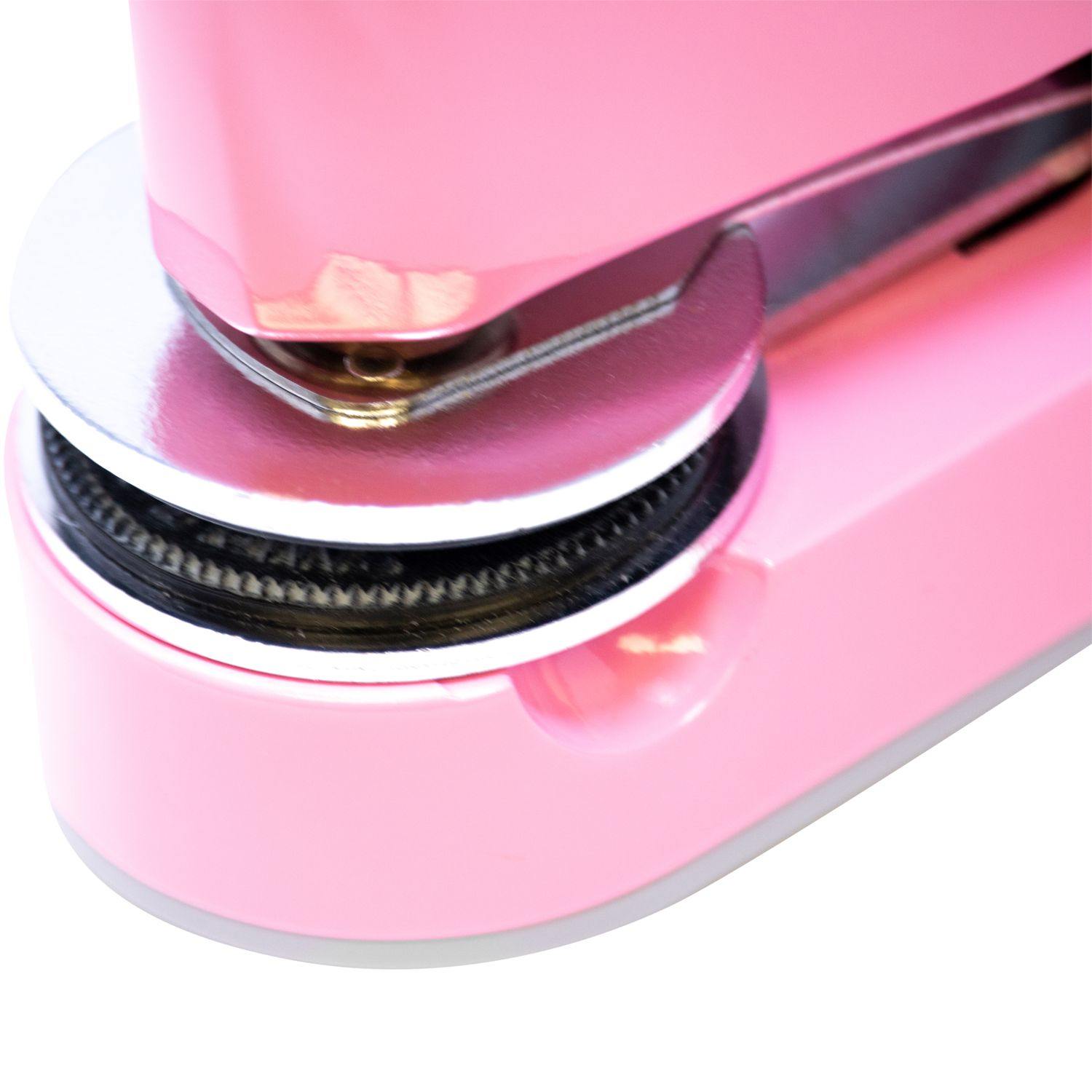 Close-up of the Real Estate Appraiser Pink Gift Embosser, showcasing its pink body and detailed embossing mechanism.