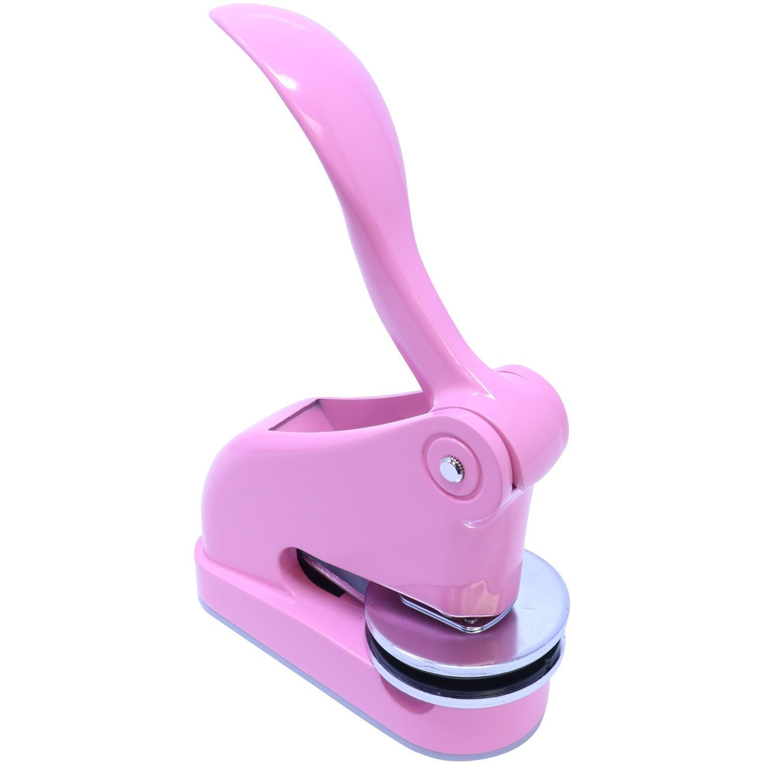 Professional Engineer Pink Gift Seal Embosser with a sleek, ergonomic design and a 2-inch imprint, shown from an angled front-right view.