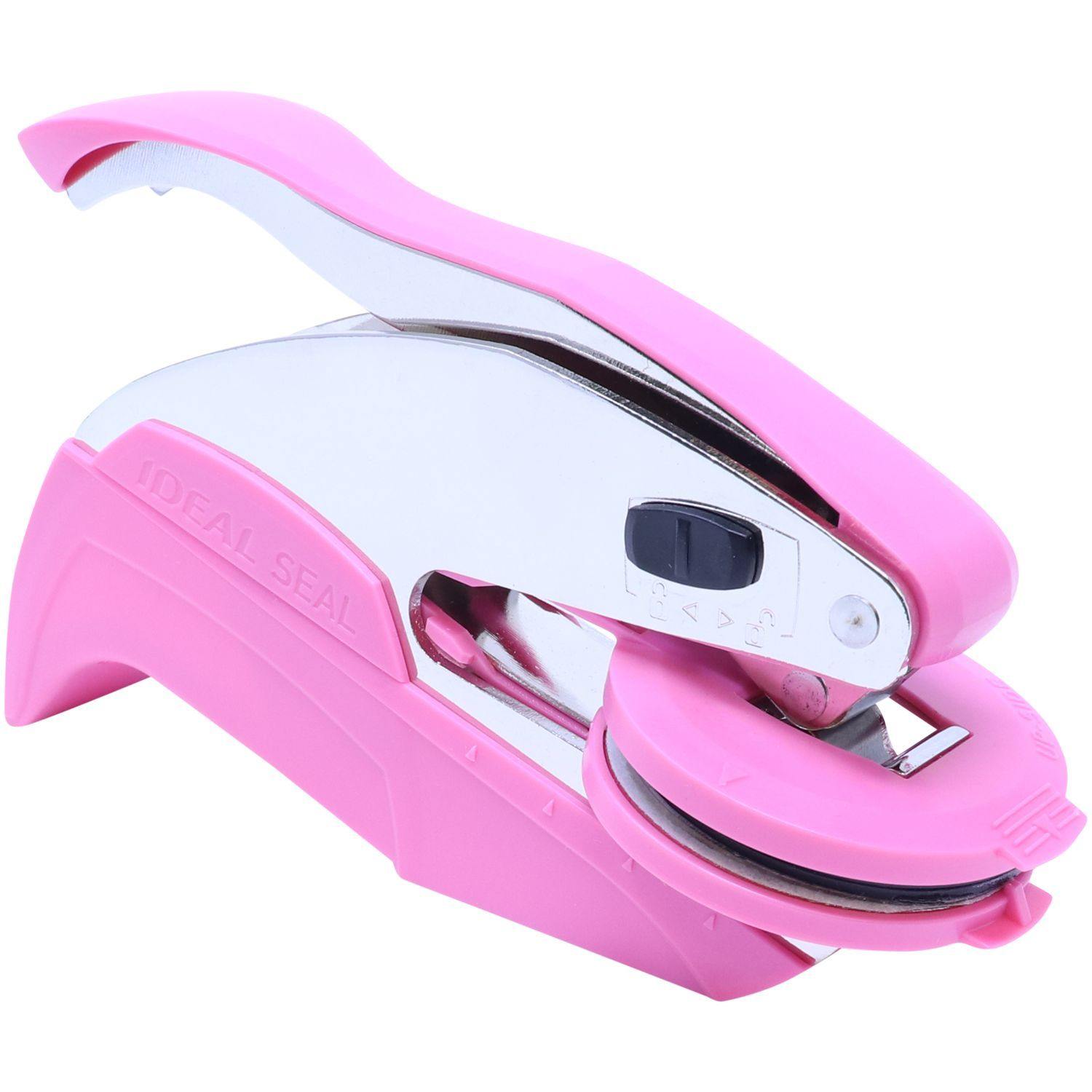 Landscape Architect Pink Hybrid Handheld Embosser with a sleek design, featuring a pink handle and clip, ideal for creating embossed seals.