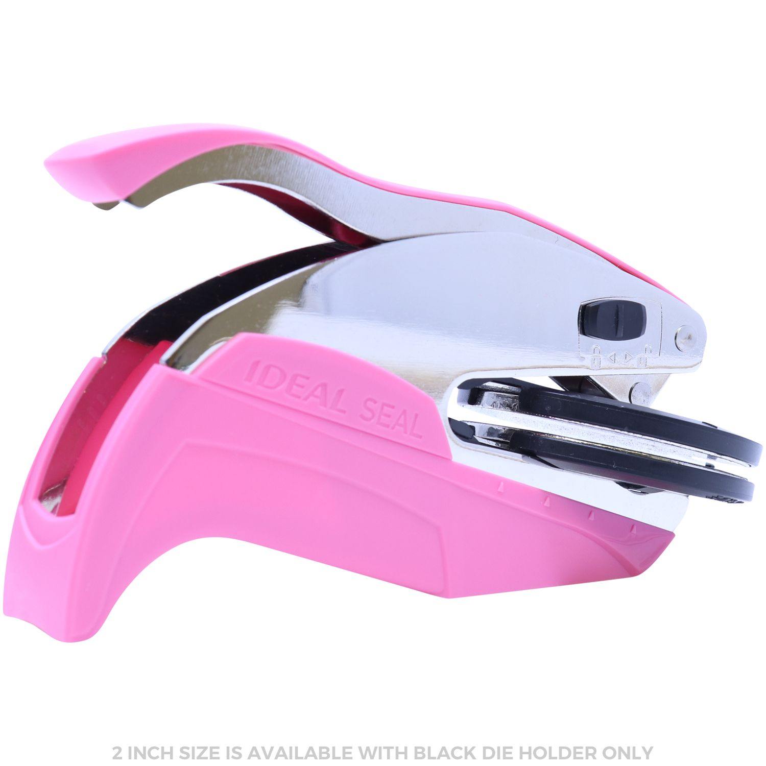 Real Estate Appraiser Pink Hybrid Handheld Embosser with a sleek design, featuring a pink handle and silver embossing mechanism.