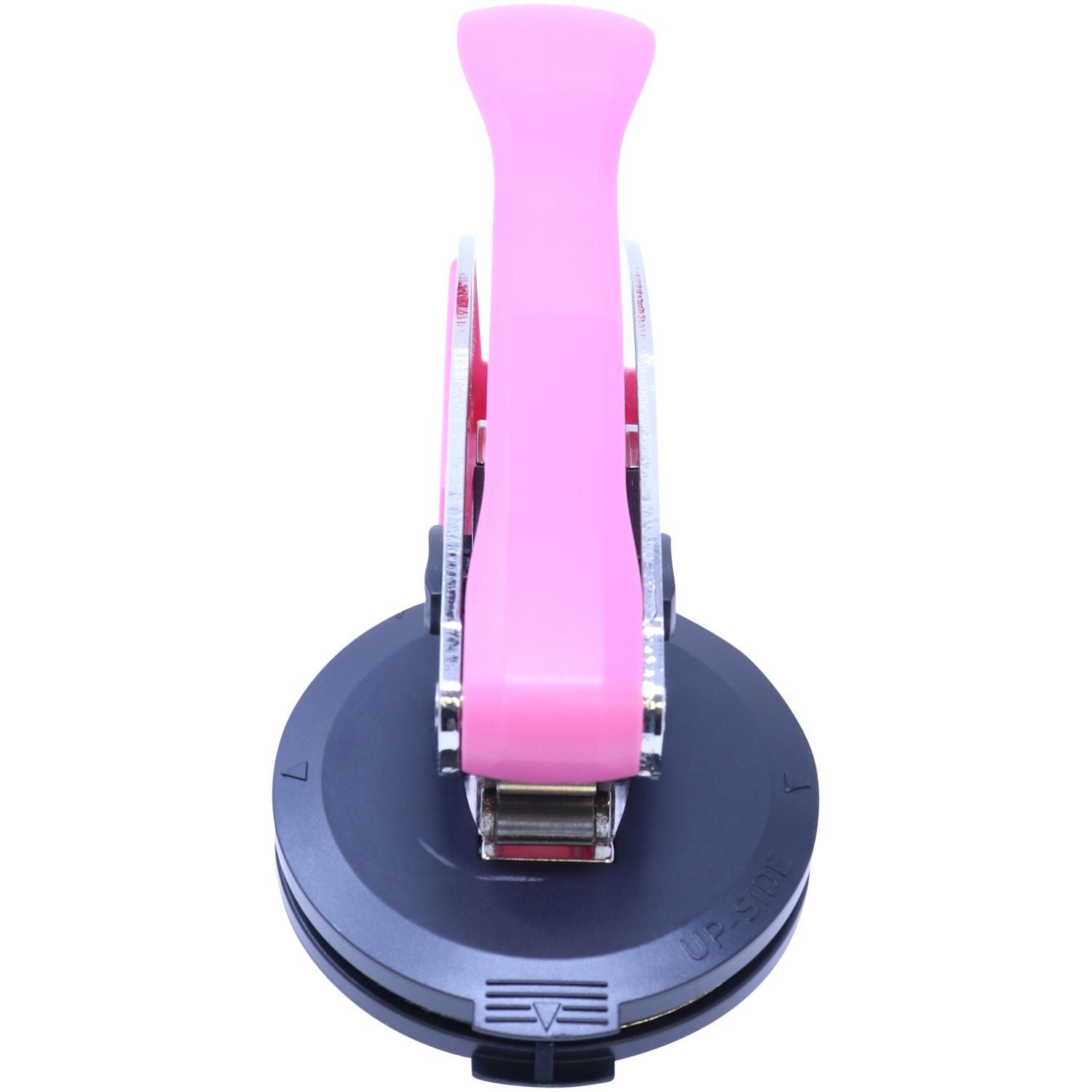 Professional Engineer Pink Hybrid Handheld Seal Embosser with a pink handle and black base, viewed from the top front.