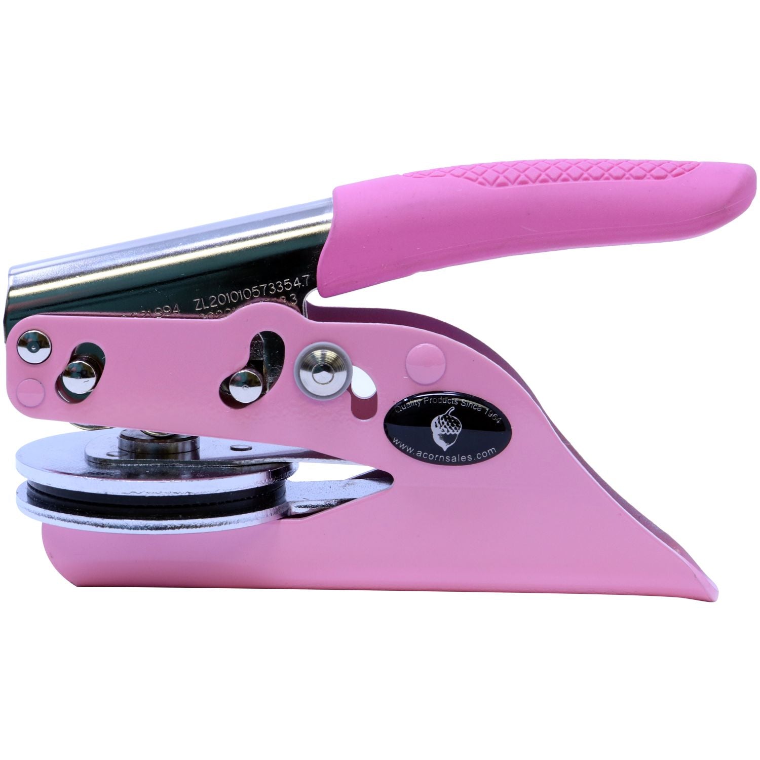 Professional Engineer Pink Soft Seal Embosser with a pink handle and metal components, designed for creating embossed seals on documents.