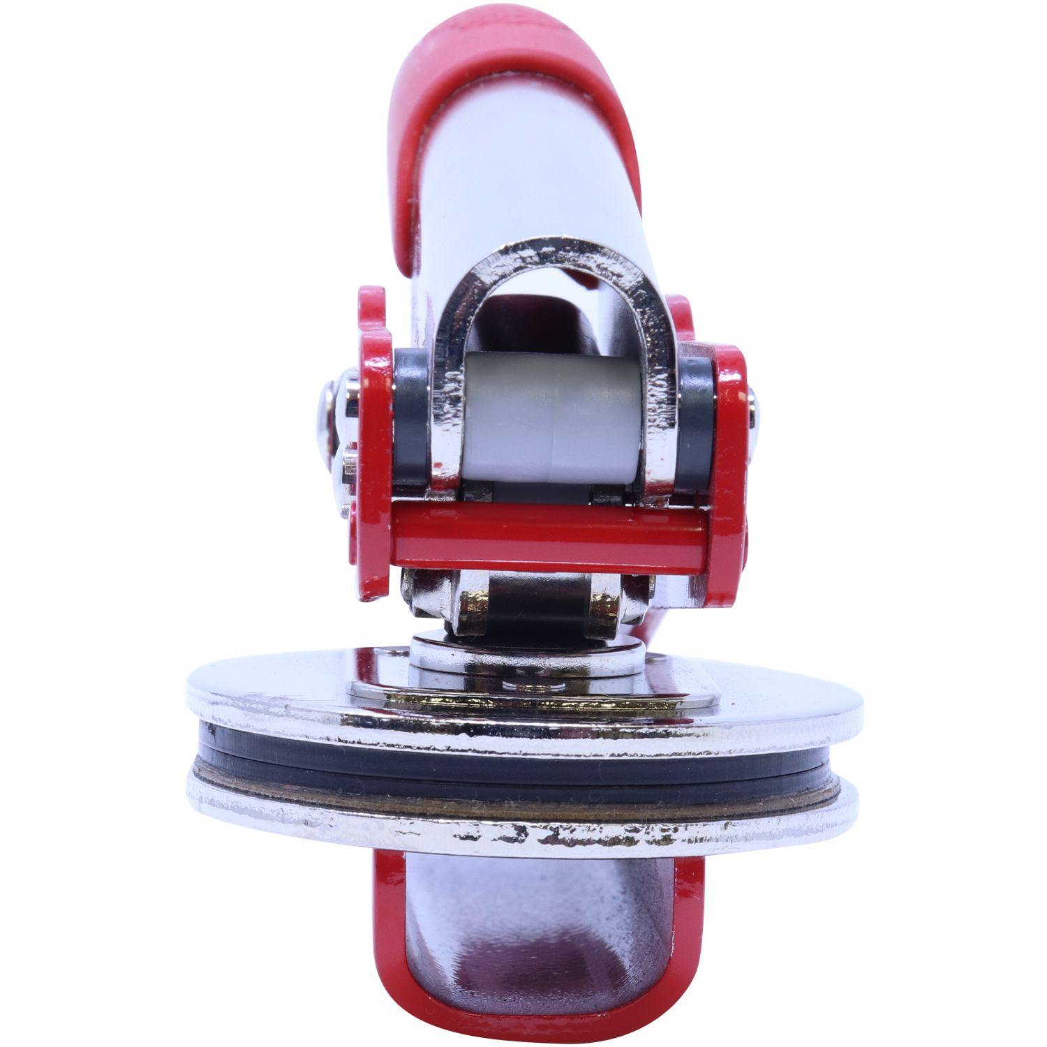 Front view of the Landscape Architect Red Soft Seal Embosser with a red handle and metal components, designed for creating embossed imprints.