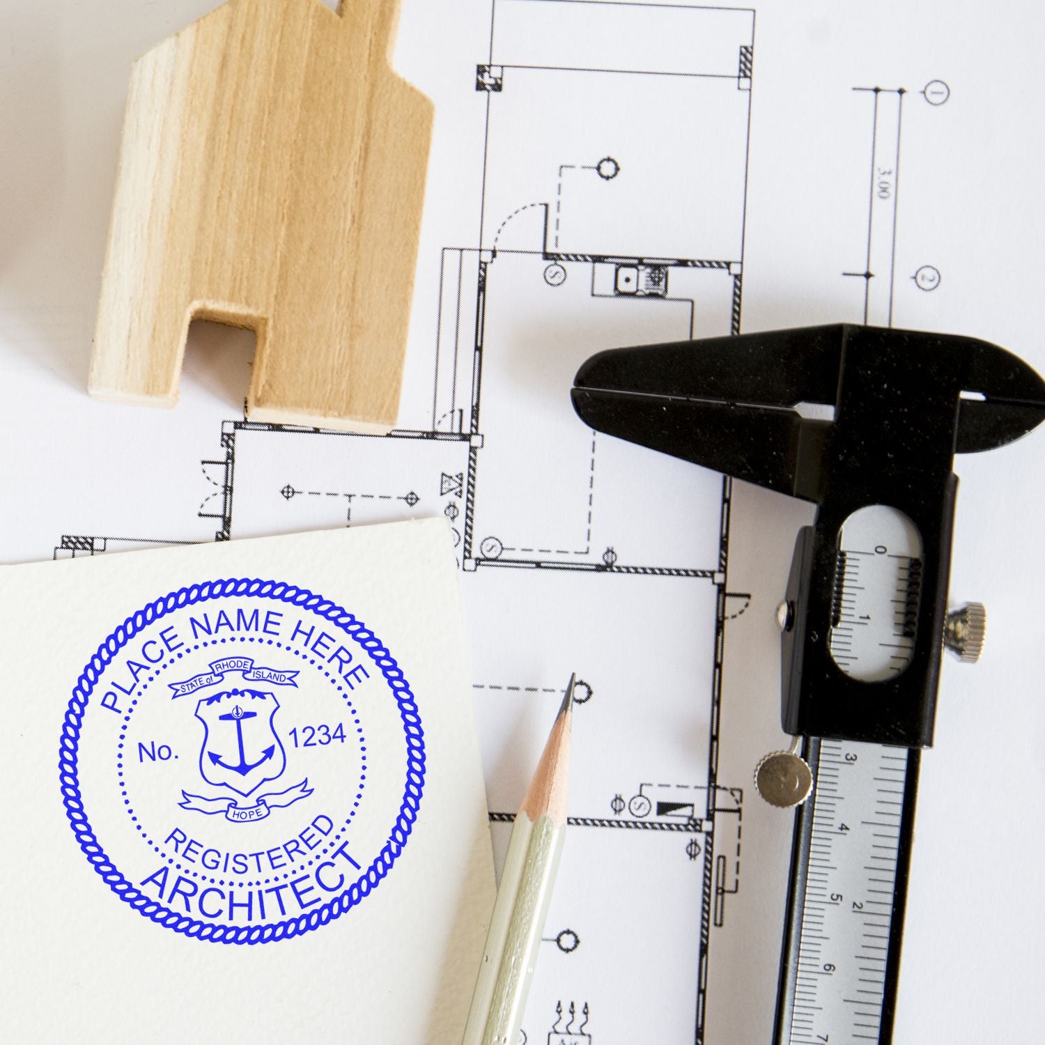 Self-Inking Rhode Island Architect Stamp Lifestyle Photo