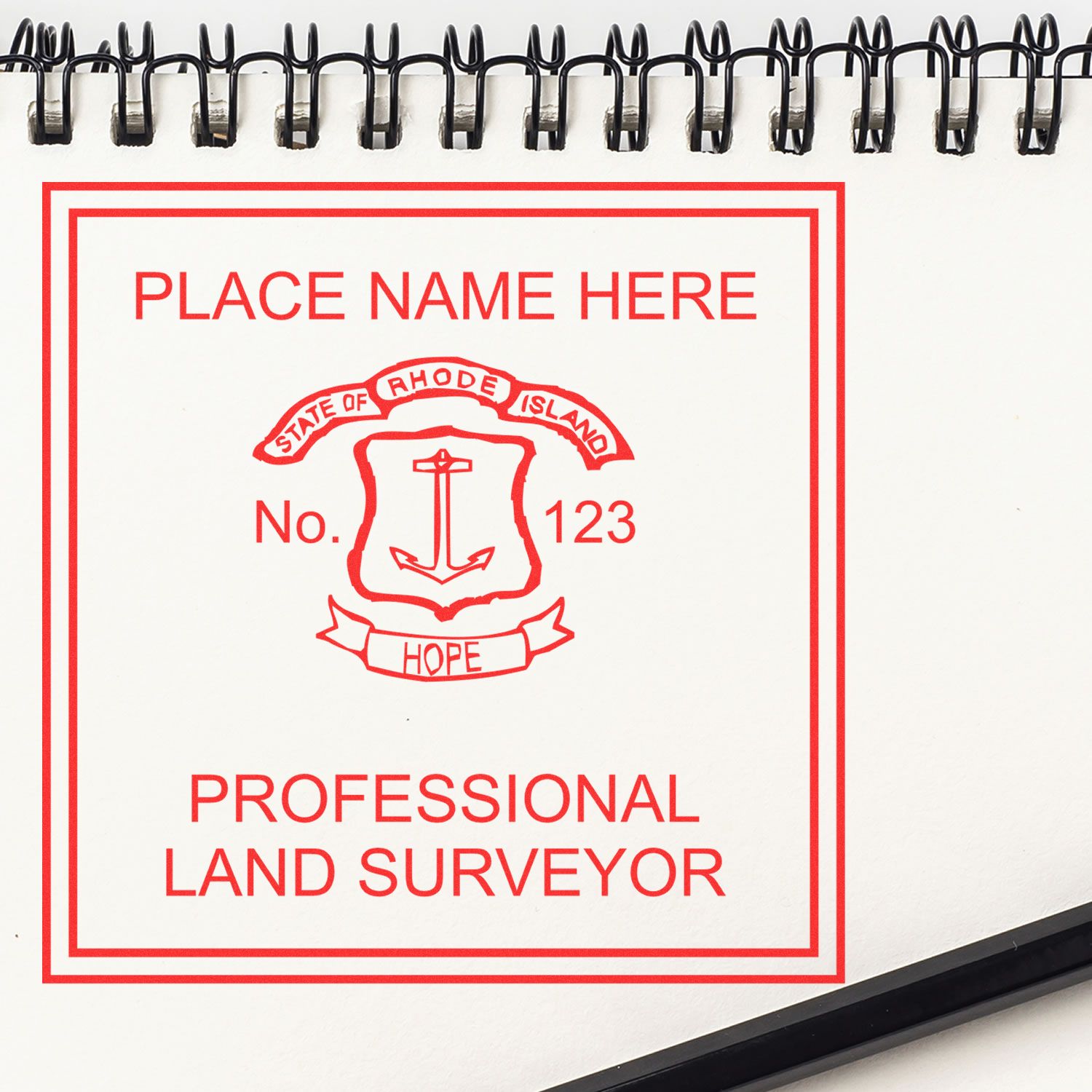 Rhode Island Land Surveyor Seal Stamp In Use Photo