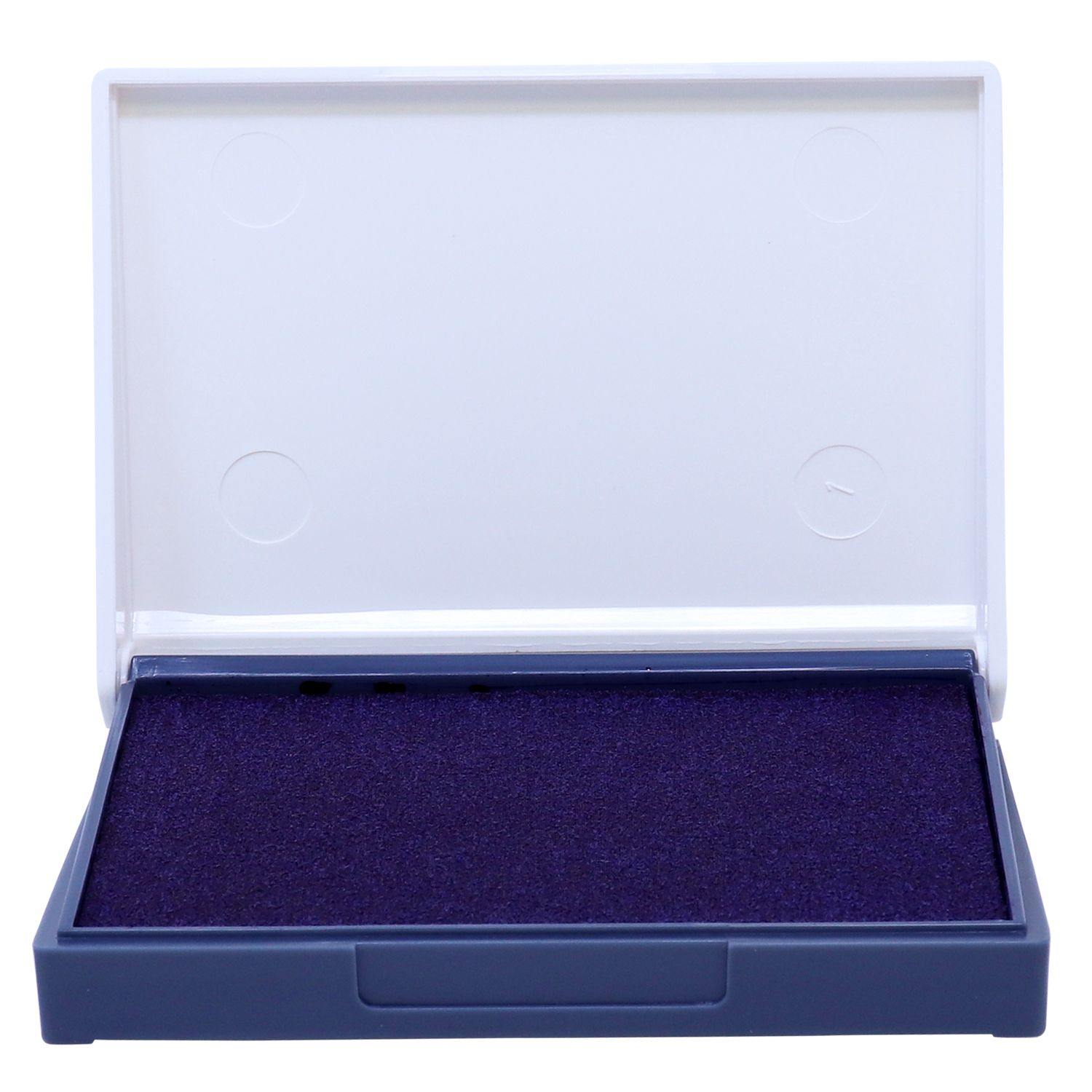 Rubber Stamp Ink Pad 00 Size 1-1/2 x 2-3/4 in purple, open with a white lid and dark purple ink surface.